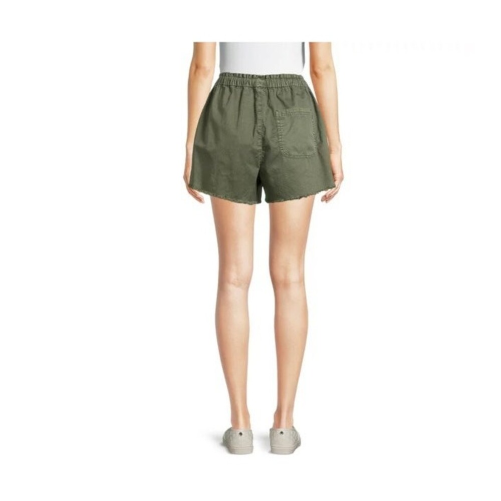 No Boundaries Shorts Juniors M Green Super High Rise Tie Front M Frayed Boho B3 - Picture 4 of 10